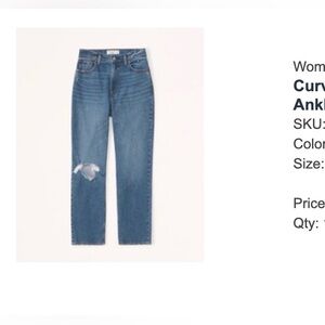 Abercrombie Curve Love Ultra High Rise Ankle Straight Jean size 25 short